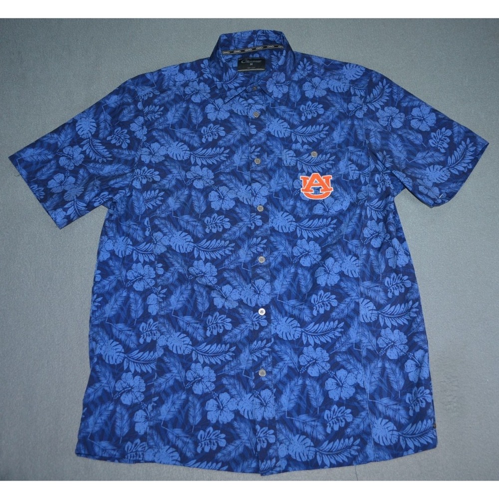 Chiliwear Auburn Tigers Hawaiian Shirt Men's Medium Blue Floral